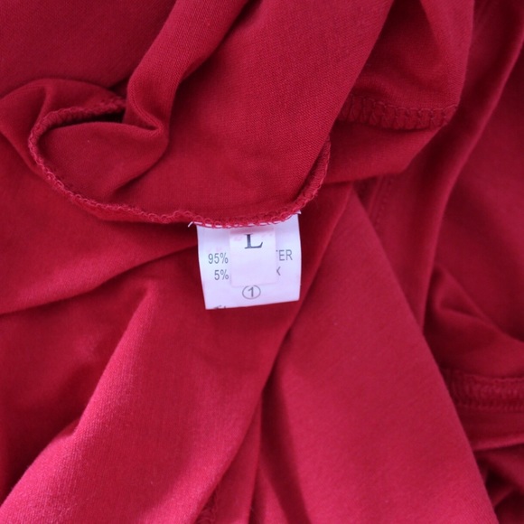 Red Cinched Waist T Shirt Dress Large Preowned - Picture 8 of 8
